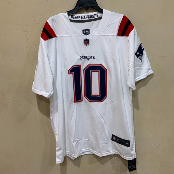 NWT Mac Jones New England Patriots White #10 Men’s Large Stitched Jersey - Picture 1 of 4